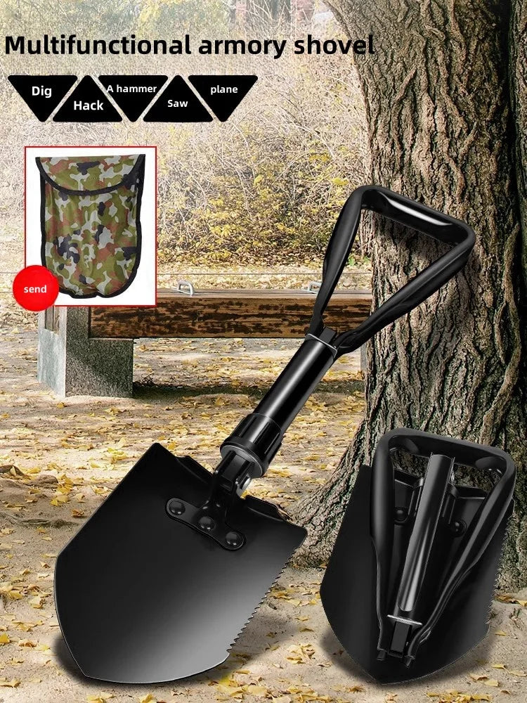 Foldable Engineer Shovel Multifunctional outdoor thickened camping shovel is easy to carry