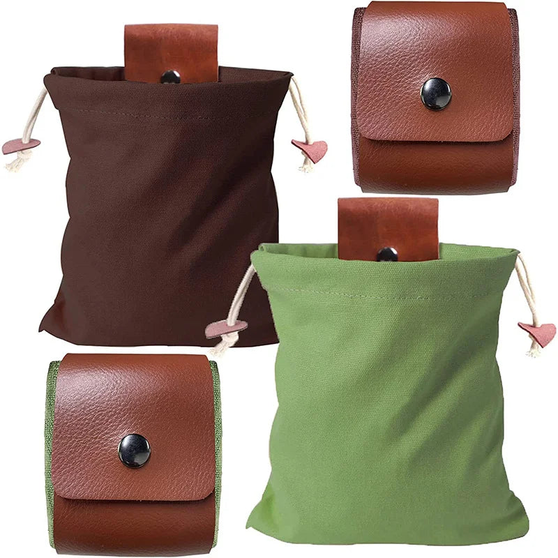 Outdoor Foraging Case Bag Leather Bushcraft Bag Vegetable Harvest Garden Fruit Picking Waist Tools Storage Hanging Pouch Camping