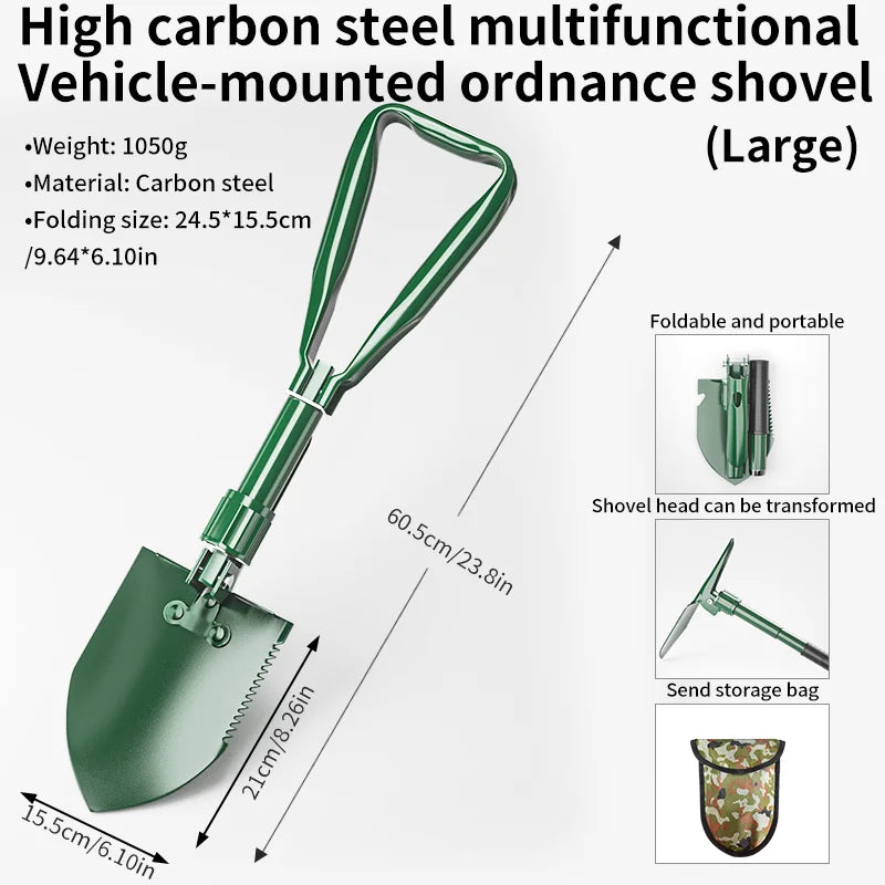Foldable Engineer Shovel Multifunctional outdoor thickened camping shovel is easy to carry