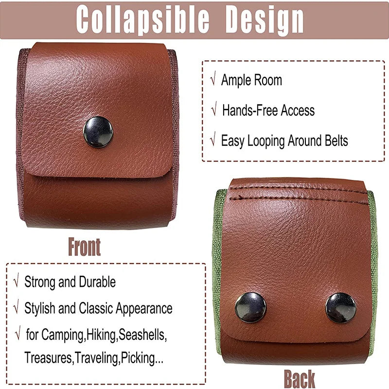 Outdoor Foraging Case Bag Leather Bushcraft Bag Vegetable Harvest Garden Fruit Picking Waist Tools Storage Hanging Pouch Camping