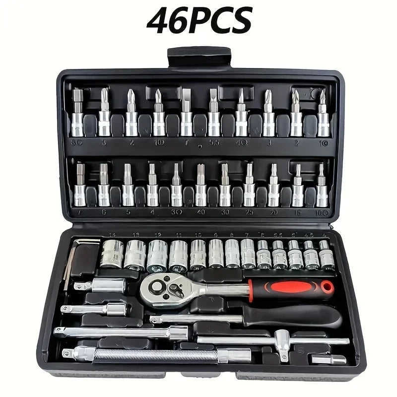 AIRAJ NEW Car Repair Tool Kit 46/53 Piece/Set  Socket Set Car Repair Tool Ratchet Torque  Repairing Tool Set Wrench Combo Auto