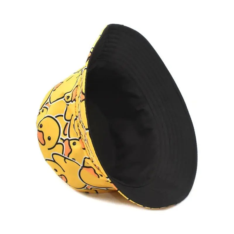 Four Seasons New Yellow Duck Double Sided Printed Fisherman's Hat For Couples Japanese Style Trendy Versatile Sunscreen Hat