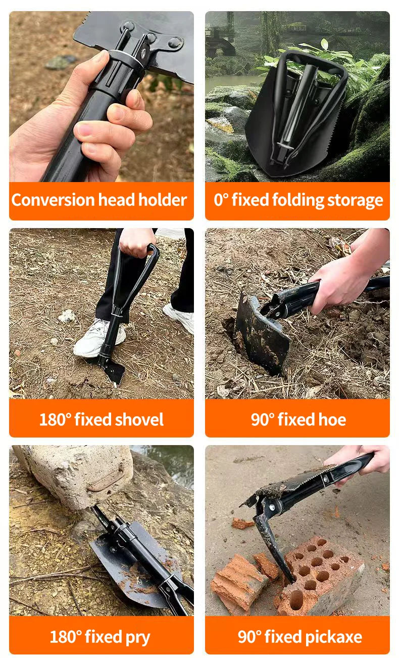 Foldable Engineer Shovel Multifunctional outdoor thickened camping shovel is easy to carry