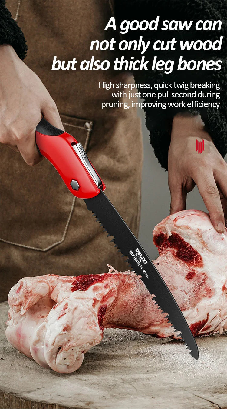 DELIXI ELECTRIC Brand Manual Folding Saw,SK5 Steel One-button Folding Design，Sharp Cutting Wood,Camping DIY,Garden Saw