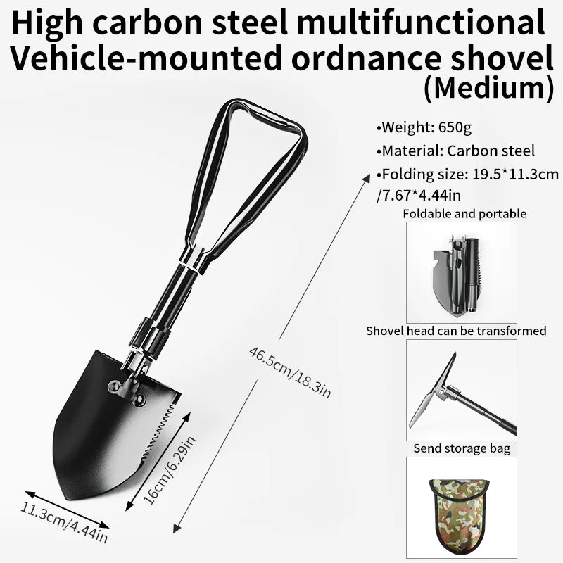 Foldable Engineer Shovel Multifunctional outdoor thickened camping shovel is easy to carry