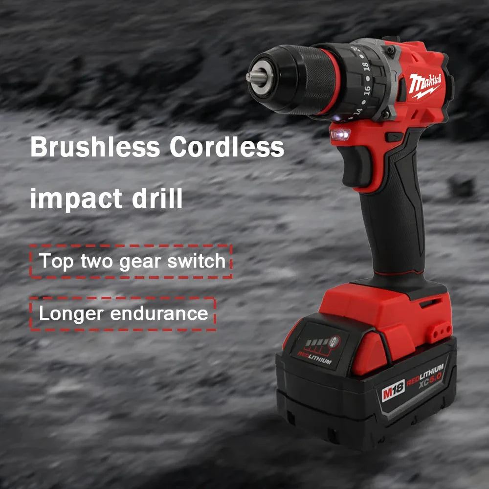 Small Electric Drill 150N.m brushless Cordless Impact Drill of Decoration Team Uses 18V Milwaukee Battery pin Power Tool
