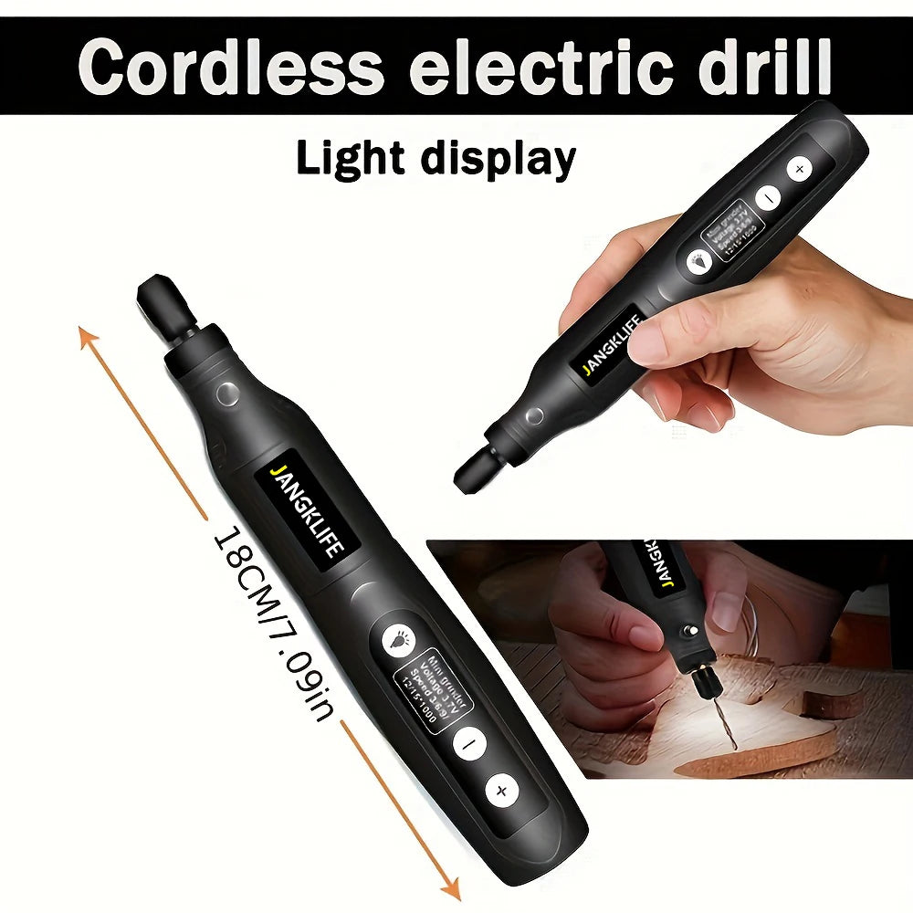 JANGKLIFE USB Cordless Rotary Tool Kit Woodworking Engraving Pen DIY For Jewelry Metal Glass Mini Wireless Drill