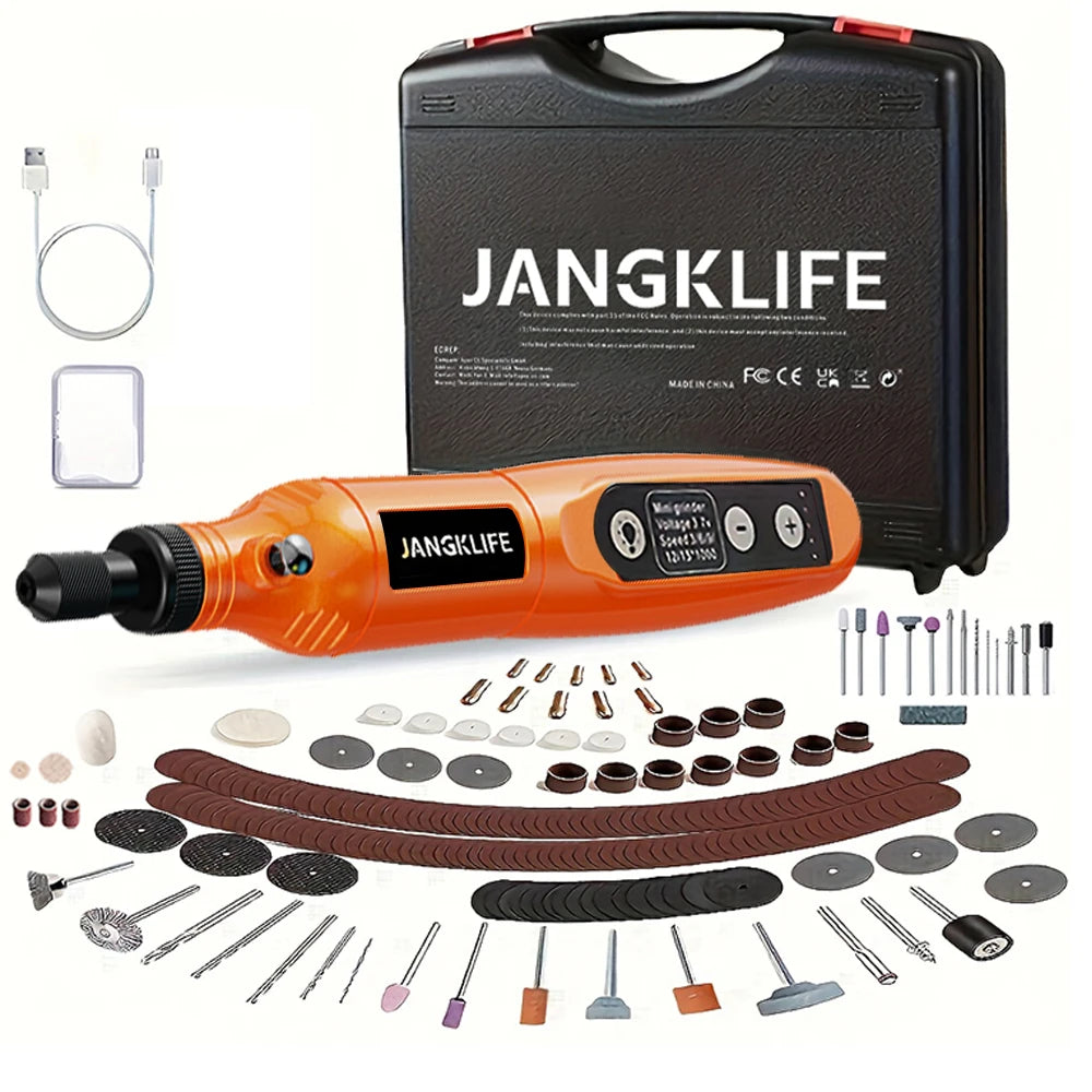JANGKLIFE USB Cordless Rotary Tool Kit Woodworking Engraving Pen DIY For Jewelry Metal Glass Mini Wireless Drill