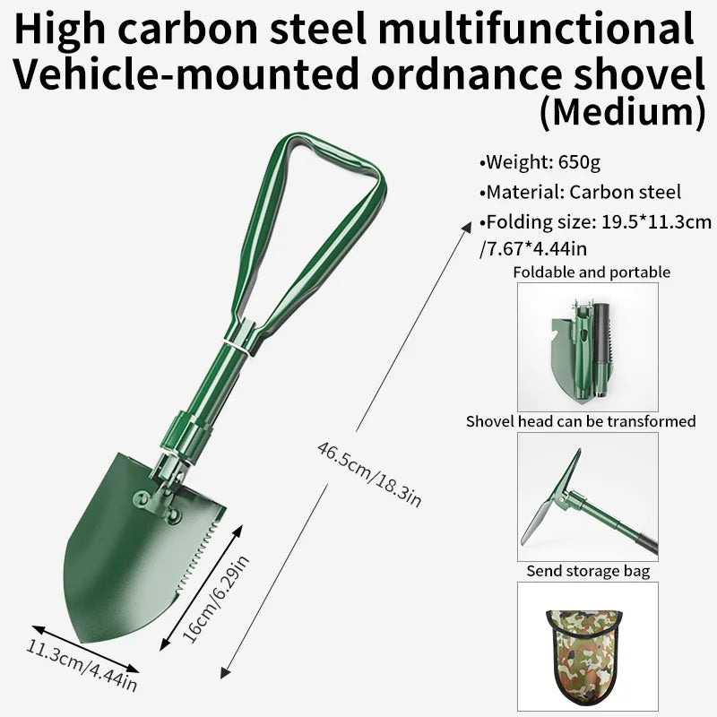 Foldable Engineer Shovel Multifunctional outdoor thickened camping shovel is easy to carry