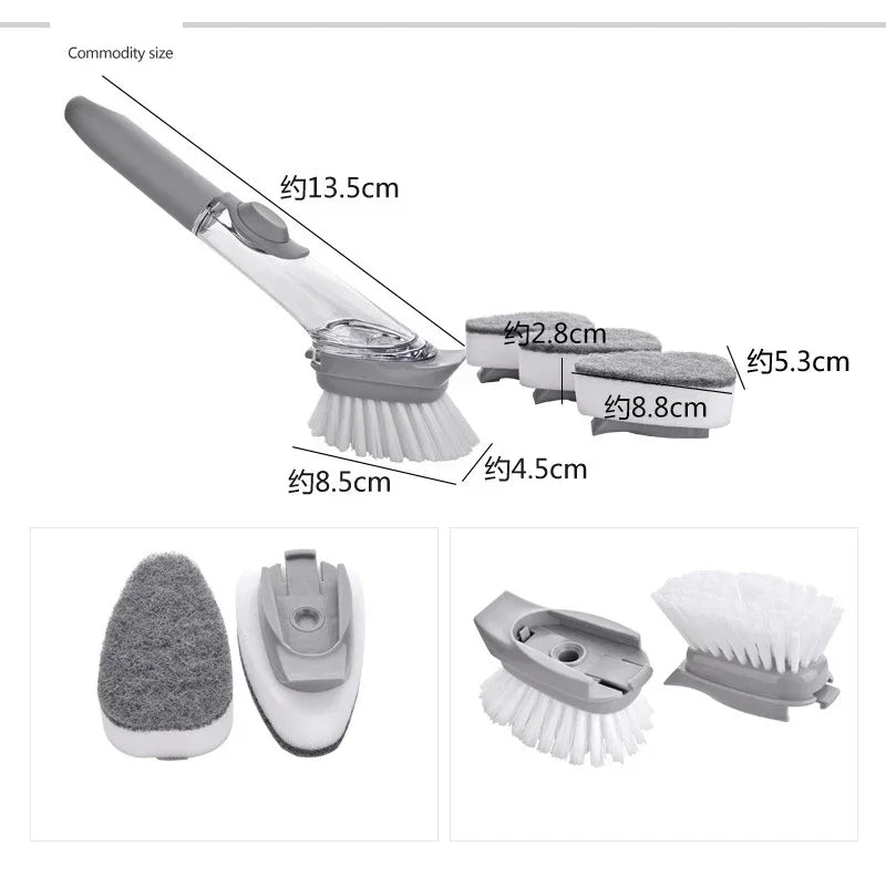 kitchen cleaning brush 2 in 1 , with removable handle