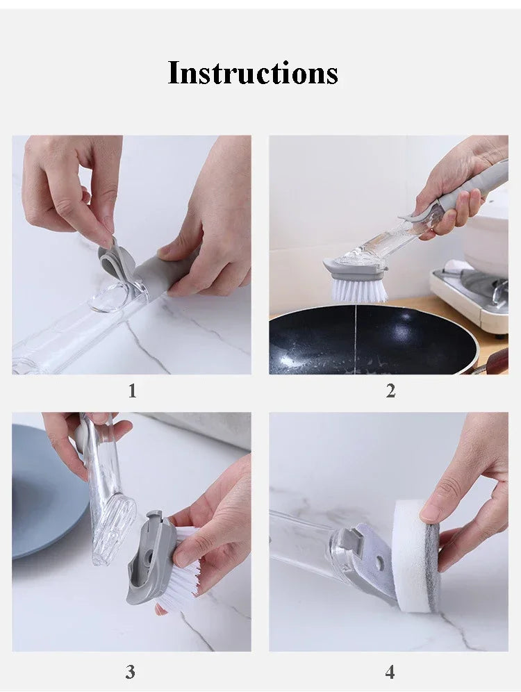 kitchen cleaning brush 2 in 1 , with removable handle
