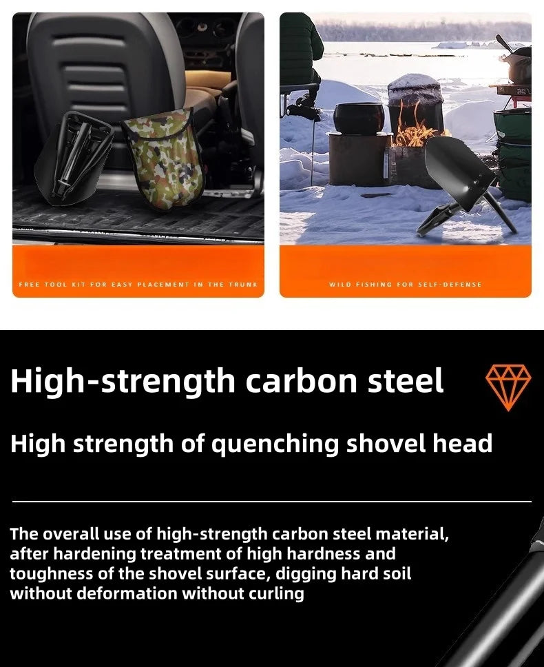 Foldable Engineer Shovel Multifunctional outdoor thickened camping shovel is easy to carry