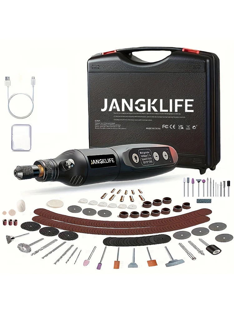 JANGKLIFE USB Cordless Rotary Tool Kit Woodworking Engraving Pen DIY For Jewelry Metal Glass Mini Wireless Drill