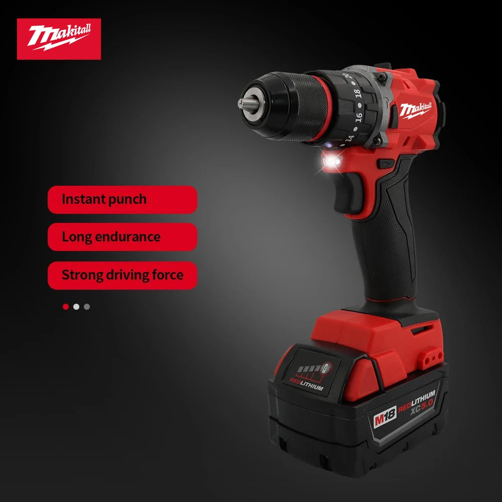 Small Electric Drill 150N.m brushless Cordless Impact Drill of Decoration Team Uses 18V Milwaukee Battery pin Power Tool