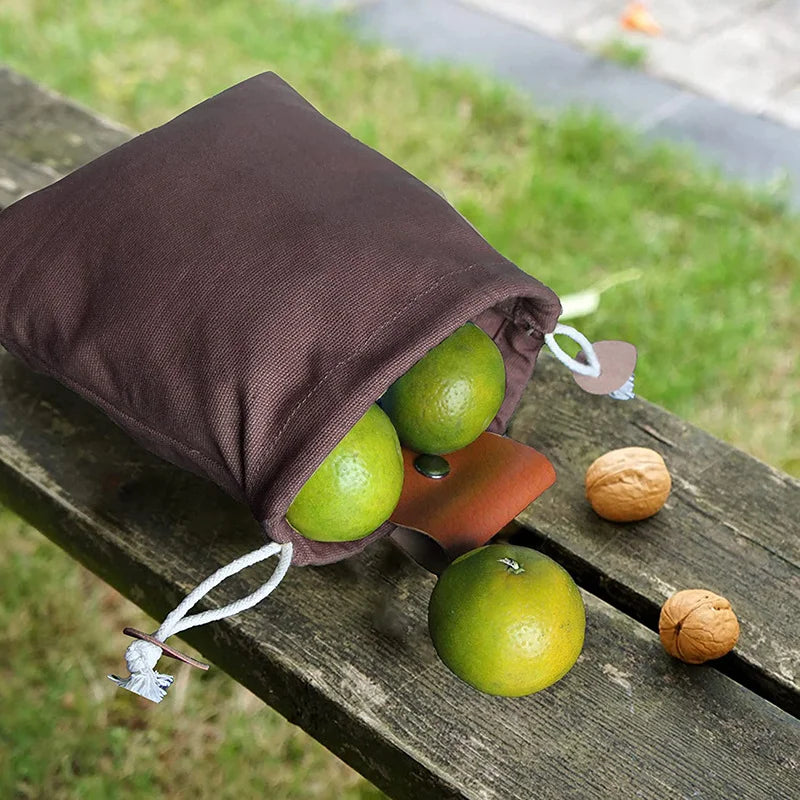 Outdoor Foraging Case Bag Leather Bushcraft Bag Vegetable Harvest Garden Fruit Picking Waist Tools Storage Hanging Pouch Camping