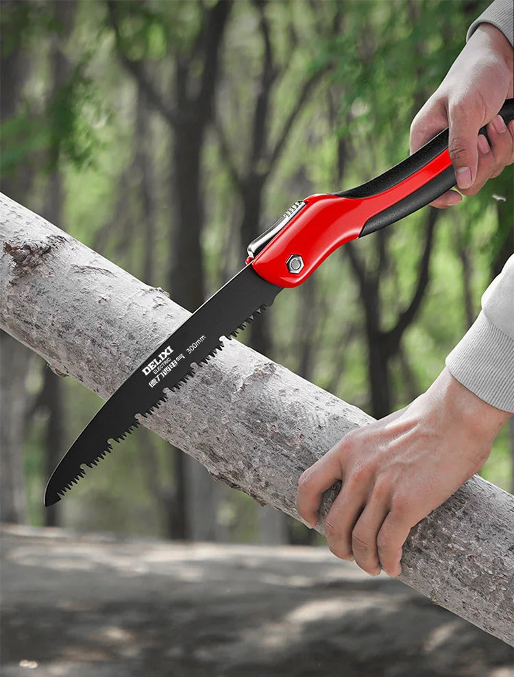 DELIXI ELECTRIC Brand Manual Folding Saw,SK5 Steel One-button Folding Design，Sharp Cutting Wood,Camping DIY,Garden Saw