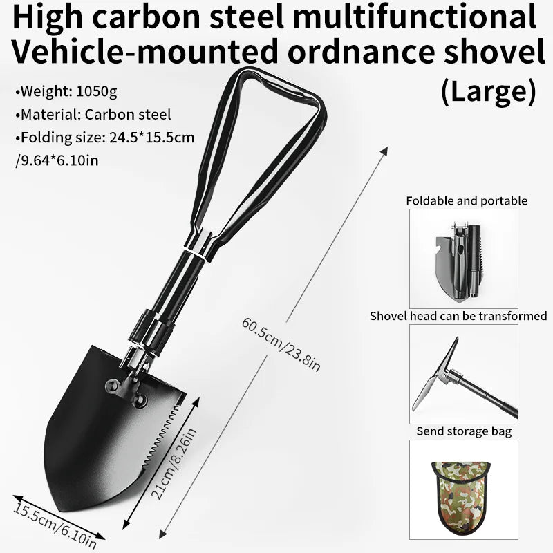 Foldable Engineer Shovel Multifunctional outdoor thickened camping shovel is easy to carry