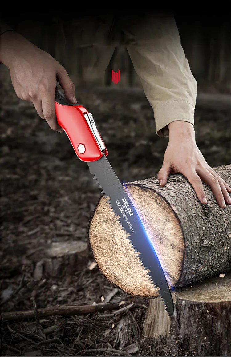 DELIXI ELECTRIC Brand Manual Folding Saw,SK5 Steel One-button Folding Design，Sharp Cutting Wood,Camping DIY,Garden Saw